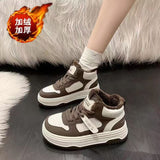 Breakj New High-Top Shoes Women's Winter Plus Velvet Warm Cotton Shoes Thick-Soled Anti-Skateboard Shoes Campus Wind Casual