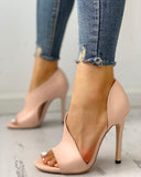 Size Sandals Female Summer New Fish Mouth Face Thin Heel Set Heel Female