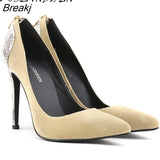 Women Sexy High Heels Shoes Velvet Snake Pattern Pointed Toe Zipper Female Pumps Woman Wedding Big Size