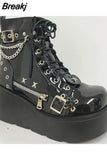 New Gothic Style Platform Vampire Cosplay Women Mid-calf Boots 2023 Winter Wedges Comfy Women Motorcycle Boots