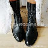 Breakj And Winter New Flat Bottom With Martin Boots Women Hot 43 Yards Pointed Patent Leather Splicing Side And Medium