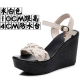 Breakj Heel Thick-Soled Sandals Women Summer With A Word With Water Drill Weaving Mother Sandals Soft-Soled Pine Cake Beach