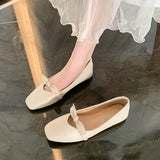 Shoes Women 2024 New Women's Shoes Spring And Autumn British Square Head Shallow Mouth Flat Shoes Women's Casual Set Foot Bean Shoes