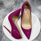 Purple Croc-Effect Women Sexy Pattern Extremely High Heels Slip On Pointed Toe Stiletto Pumps Ladies Chic Party