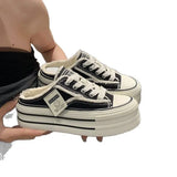 Breakj New Korean Version Of Leisure Embroidery Flowers In The Height Of The Slope And Cool Slippers Breathable Mesh Yarn Half Towing Singles