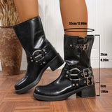 Breakj Thick-Bottomed And Short-Cryslaughter Rider Boots Women 2025 New British Style Belt Buckle Western Cowboy Short