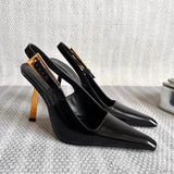 Summer New Shallow Heel Stiletto Heels Women's Feeling Small Square Head Tou Black Sandals Women's
