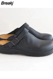 Size 39-48 Summer Sandals Men PU Leather Classic Solid Slippers 2023 Slipper Outdoor Rubber Retro Men Flip Flops