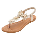 women Ladies Summer Bohemia Beach Sandals Crystal Casual Elastic Band Flat Shoes Open Toe Shoes woman Flip