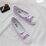 Women Casual Flats Lace up Shallow Shoes Autumn 2023 Fashion Comfortable Female Canvas Loafers Vulcanized Shoes Ladies