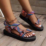 Breakj New Fashion Flat Beach Sandals Women's Thick-Soled Magic Stick National Wind Toe Women's
