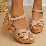 Thick High Heels Sandals Women Summer 2024 Buckle Strap Platform Sandles Woman Woven Cross Band Gladiator Sandalias