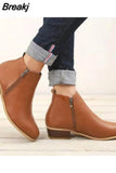 Women Ankle Boots 2023 Autumn Low Heels Solid Colors Platform Sexy Ladies Pumps Zipper Shoes Botas De Mujer