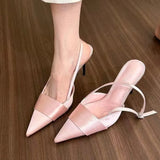 Breakj Popular New Korean Version Of The Single Shoe Silk And Satin Texture Pink Fine Heel Shoe Tip French Shallow High-Heeled