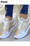 Mujer 2023 Women's Sneakers Platform Shoes Leather Stitching Casual Sneakers Women's Outdoor Running Vulcanized