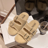 Autumn And Winter New Korean Version Fashion Thick Bottom One Word Outside Wear Casual Home Plus Plush Slippers
