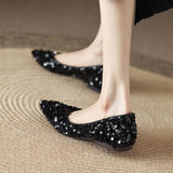 Breakj Black Pointed Single Shoes With Soft Bottom Flats And New Fashion Squints Korean Version Of Light Mouth Flat