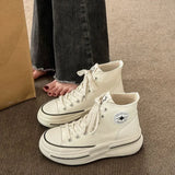 Spring And Autumn New Good Match Casual Women's Canvas Shoes Students Platform Platform Single Shoes Increased High Top Women's
