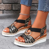 Breakj New Large-Size Women's Sandals Metal Buckle Decorative Hemp Rope Slope And Light Bottom Fish Mouth