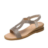 Breakj 2025 Summer New Water Drill Slope Heel Sandals Women With Roman Toe Fashion Sandals