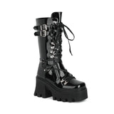 Breakj For Martin Boots 2025 Autumn And Winter New Rivet Tie With Thick And Medium Boots Female Large Size Knight