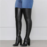 Breakj And Winter New Sexy Pointy Side Zipper High Coarse And Large Size Over Knee Boots