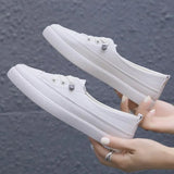 Low Platform Sneakers Women Shoes Female Pu Leather Walking Sneakers Loafers White Flat Slip On Vulcanize Casual