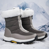 Breakj Snow Boots Women With Velvet Thick Cotton Shoes 2025 Winter New Zipper Thick-Bottomed Warm Cotton