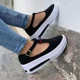 Single Shoes 2023 Spring And Summer New Slope Heel Thick-Soled Sneakers Size 43 Women's