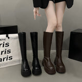 Style Retro Martin Boots Children Autumn And Winter 2024 New Tide With Thick Bottom Back Zipper Elastic High