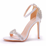 Breakj Shallow Word With A Golden Diamond High-Heeled Sandals Fine Heel With A Buckle Ball Ball