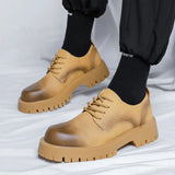 Breakj 2023 New Platform Increased Large-Size Overalls Round Head Men's Shoes 45 Fashion Versatile Small Leather Shoes 46