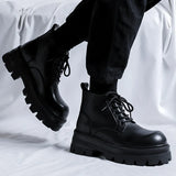 Breakj Boots Men In Autumn And Winter Increased Tooling Locomotive Wind Super Fire Leather Boots Big Head Advanced Sense Ankle Boots
