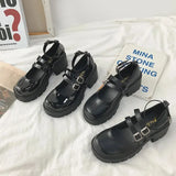 Style Lolita Shoes for Girls Women JK Black Gothic Thicken College Student cosplay costume High Heel Round Toe
