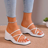 Women's White Wedge Sandals Summer 2023 Ring Toe Cross Strap Gladiator Sandals Woman Non Slip Platform Beach Slippers Plus