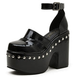 Rivit Patent Buckle Platform High Heel women's Pumps Solid Trendy Mature Luxury Design Party Summer Women