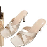 Breakj Princess Style Elegant Temperament Sandals Summer New Niche Design Feel The Toe Square Head And Cool