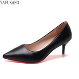 Classic Style Office Work Shoes Sexy Red Sole Stiletto Ladies Pumps Matte Leather High Heels Plus Size 42