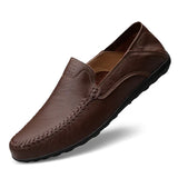 Mens Shoes Leather Casual Shoes Fashion Sneakers Men Loafers Breathable Slip on Moccasins Driving Shoes for Male Plus Size