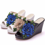 Breakj Flower Fish Mouth Slope With Large-Size Cool Slippers Waterproof Table Roman Sandals New