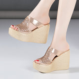 High Heel Slippers For Women In Summer 2023 Fashion Wear Muffin Thick Soles Waterproof Table Large Fish Mouth Women's