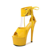 Colors Sandals Ladies Summer Modern Women's Shoes Ankle Strap Heels Pole Dancing Platform Nightclub 17CM Super High