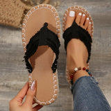 Breakj Summer 2025 New Flip-Flops Flat-Bottom Stitched Beach Slippers Women's