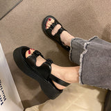 Breakj With Thick-Soled Sandals Female Big Head Buckle Beach Woman Womenssandals Rome