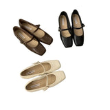 Breakj Temperament Square Head Shallow Mouth Casual Flat Bottom Versatile Single Shoes In 2024 Spring And Autumn New Soft Bottom Comfortable Low Heel Women's Single