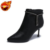 Elegant with Medium Heels Footwear Rhinestone Short Shoes for Woman White Women's Ankle Boots Pointed Toe Y2k Hot Pu