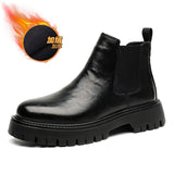 Breakj Martens Men Low Top Heighten Boots Men's Snowboots Chelsea British Wind Leather Boots