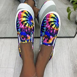Flats 2021 Plus Size Fashion Graffiti Flat Shoes Women Low Cut Slip-on Casual Shoes Ladies Canvas Loafers Zapatillas