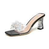 Slippers Women's Sandals Diamond Clear Crystal Thick Heels New Sandals And Slippers Fashionable For Women In The Summer Of