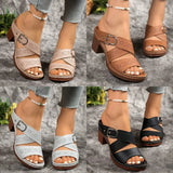 Breakj Out And Coarse Roman Cool Slippers 2025 Summer New Word With Large-Size High-Heeled Women's